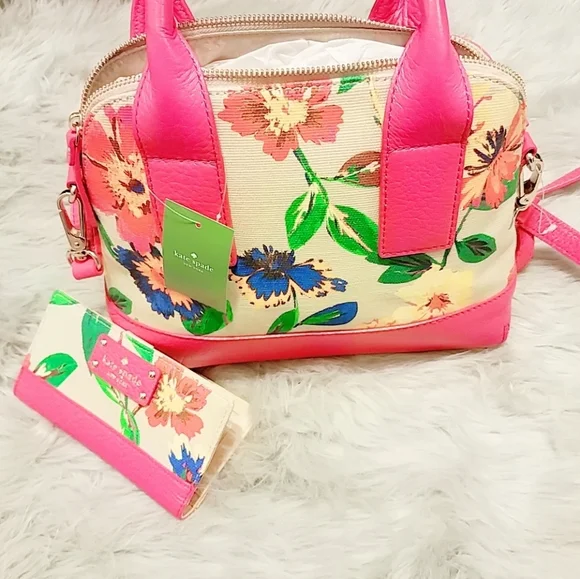 Kate Spade 2pc Southport Avenue Floral Bag & Wallet SET, Pink/Multi Color - Picture 5 of 5